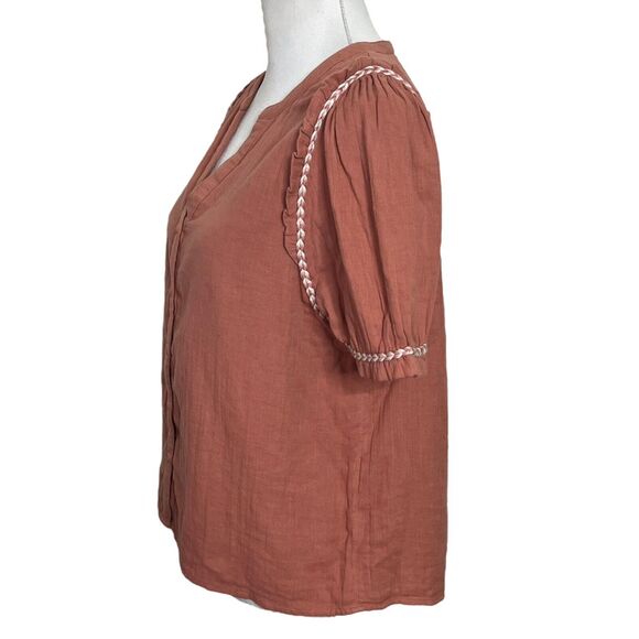 Sezane Wanda Blouse in Rose Tunisian Button Front Top Womens Size FR 36 US 4 - Picture 3 of 8